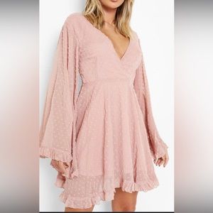 Boohoo pink skater dress in size us10